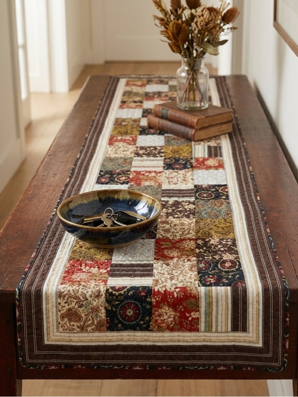 Handmade Rustic French Country Quilted Patchwork cotton Bed/table Runner